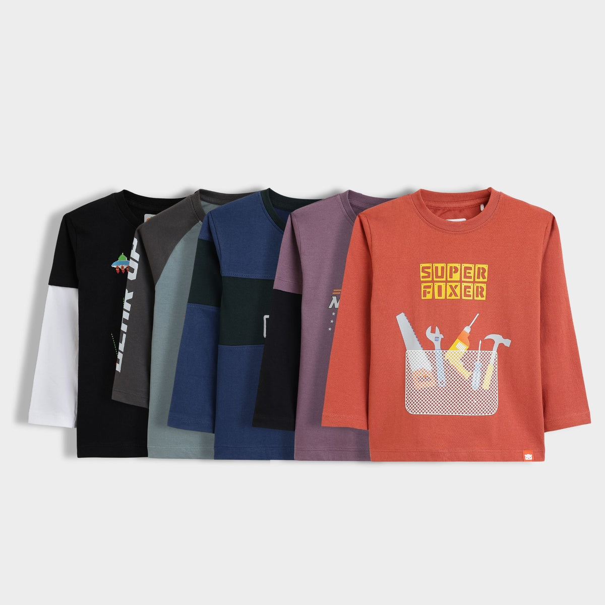 5 Pack Full Sleeves Unisex T-Shirts | Game Buddy, Super Bike, Champion, Never Stop, Super Fixer