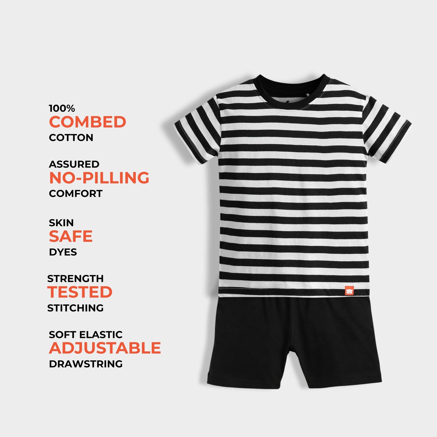 T-Shirt & Shorts Unisex Co-ord Set | Black Stripes