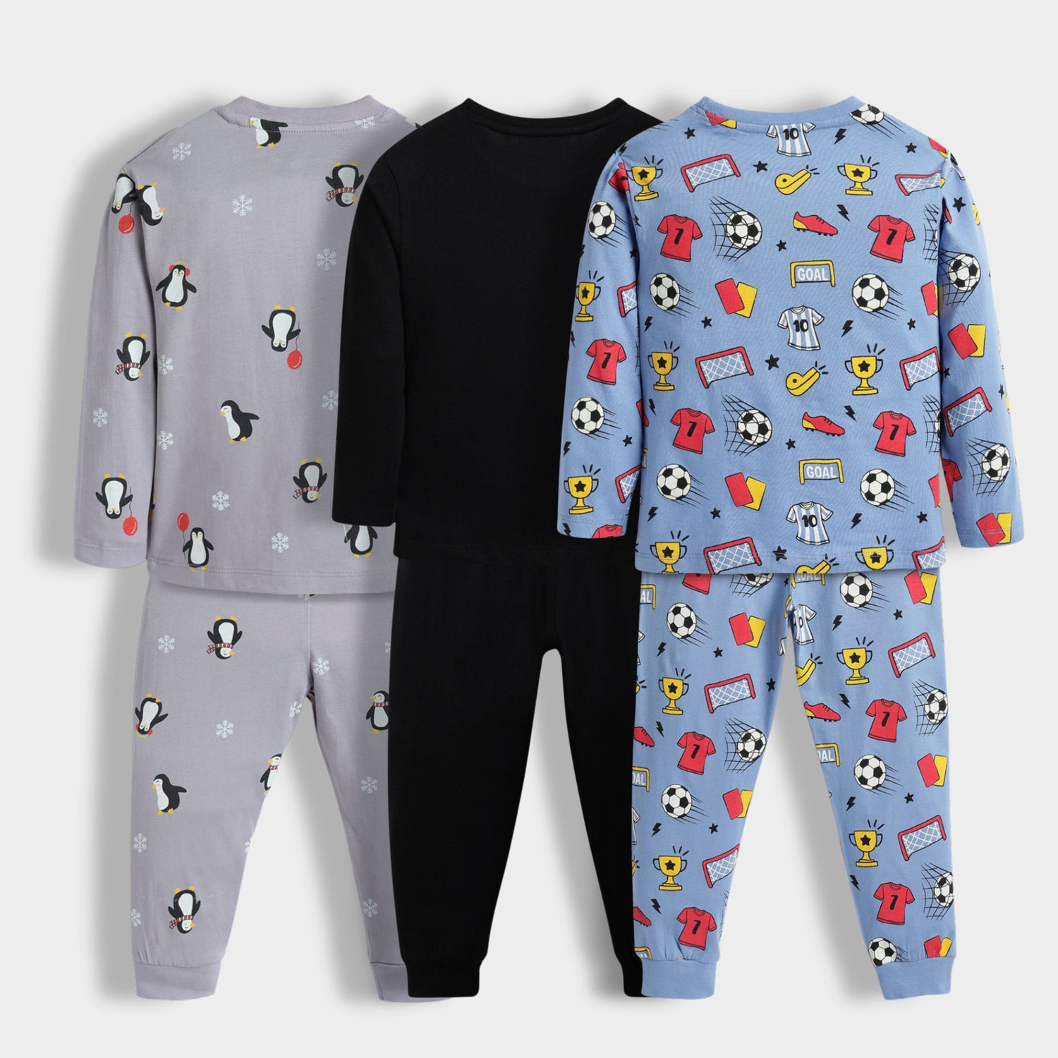 3 Pack Full Sleeves Unisex Co-ord Set | Penguin, Teddy, Football