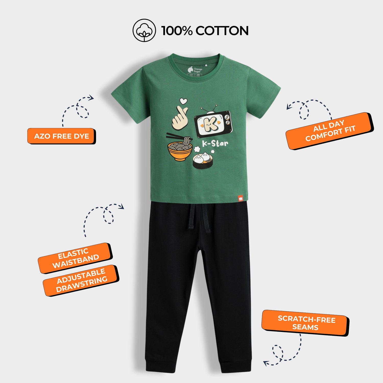 Half Sleeves Unisex T-Shirt & Joggers Set | Korea Love