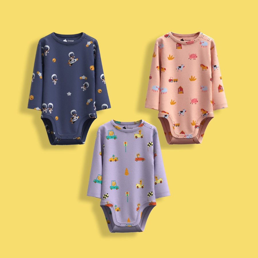 3 Pcs Full Sleeves Bodysuit | Space, Farm, Cars