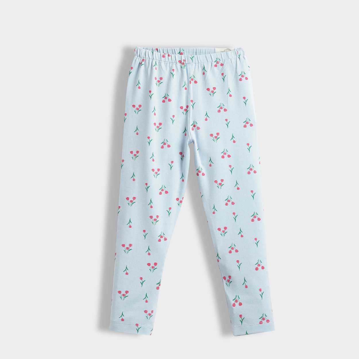 2 Pcs Leggings | Coastal Green Hearts, Skyblue Tulips