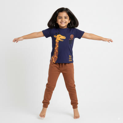 Half Sleeves Unisex T-Shirt & Joggers Set | Sporty Giraffe