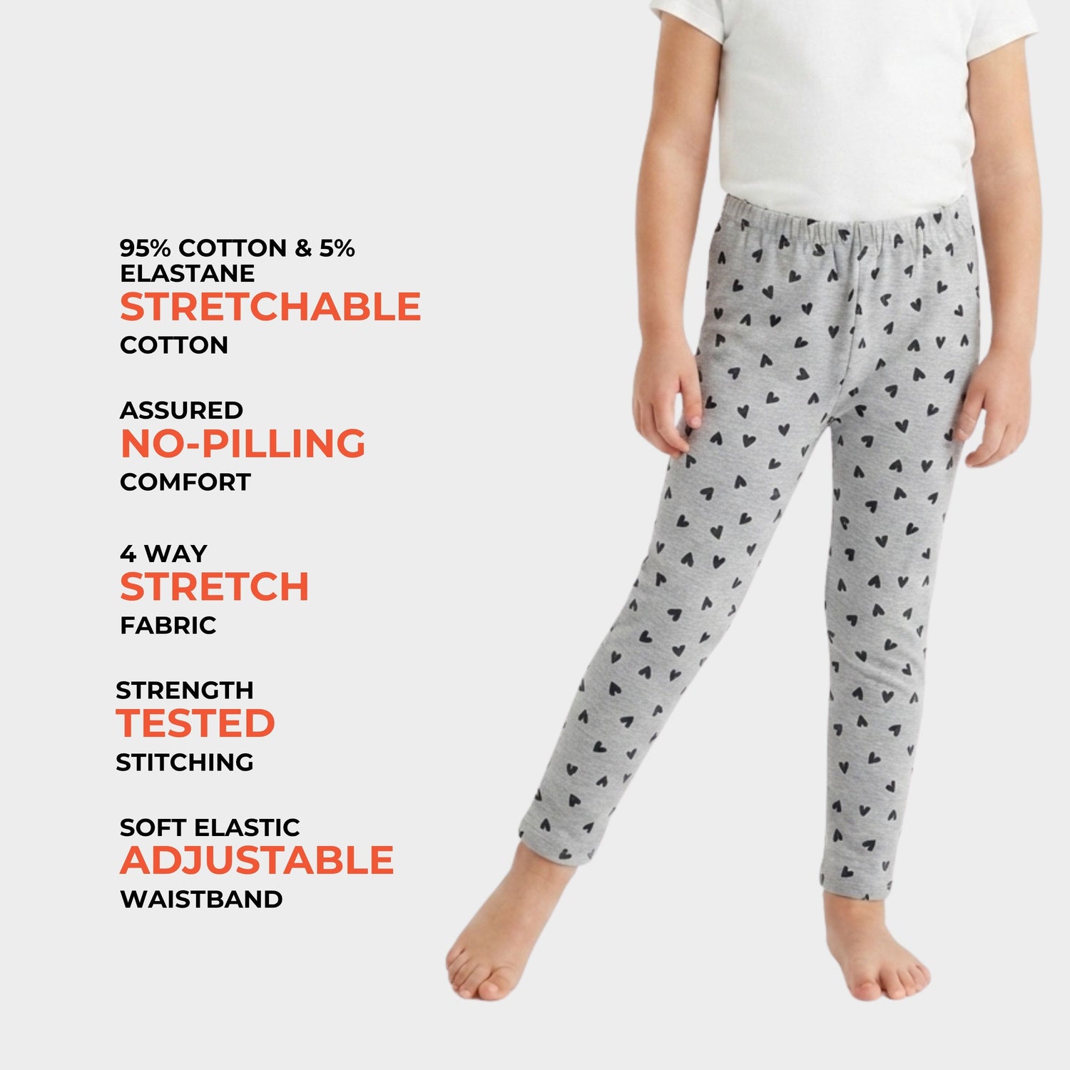 Leggings | Grey Hearts