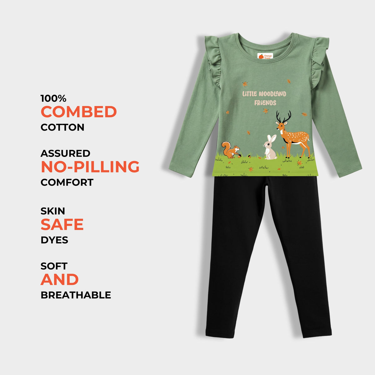 Full Sleeves Girls Top & Leggings Set | Forest Friend
