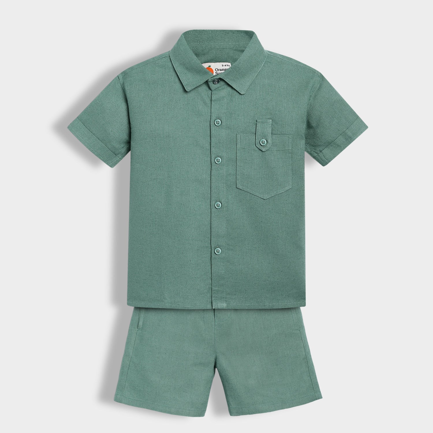 Half Sleeves Unisex Cotton Linen Shirt & Shorts Co-ord Set | Pine Grove