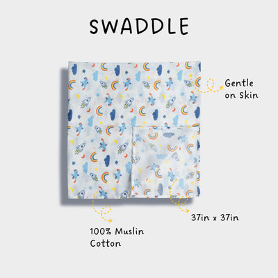 2 Pack Muslin Swaddle | Starry Safari, Yummy Breakfast