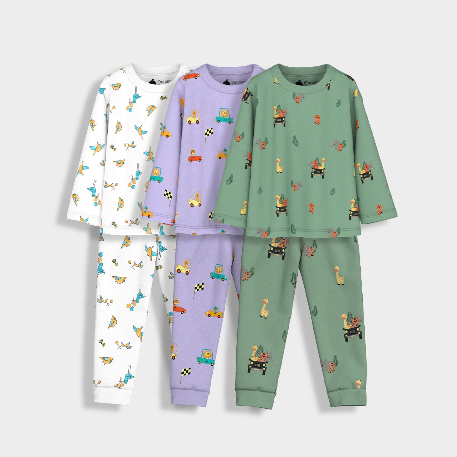 3 Pack Full Sleeves Unisex Co-ord Set | Jungle, Bird & Cars