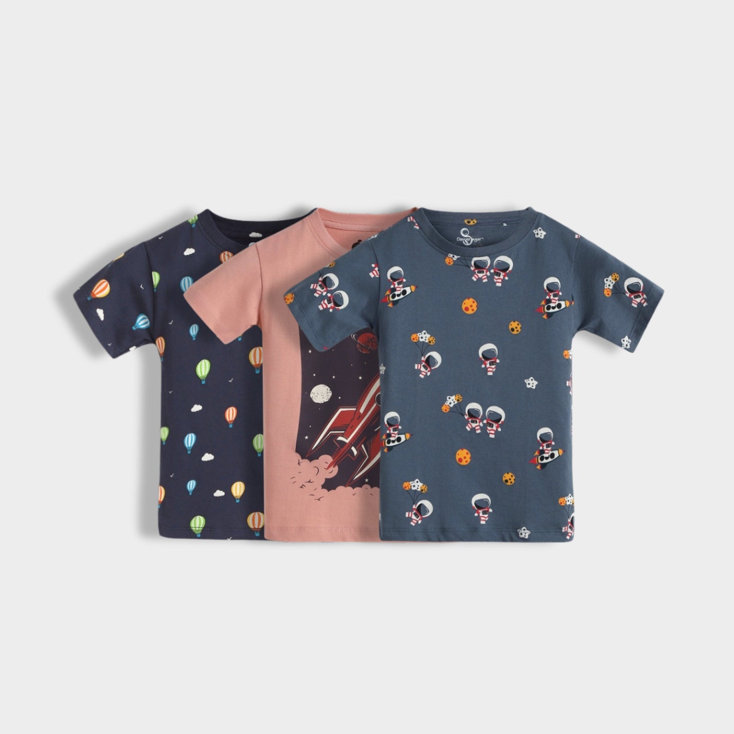 3 Pack Half Sleeves T-Shirt | Hot Air, Rocket, Space