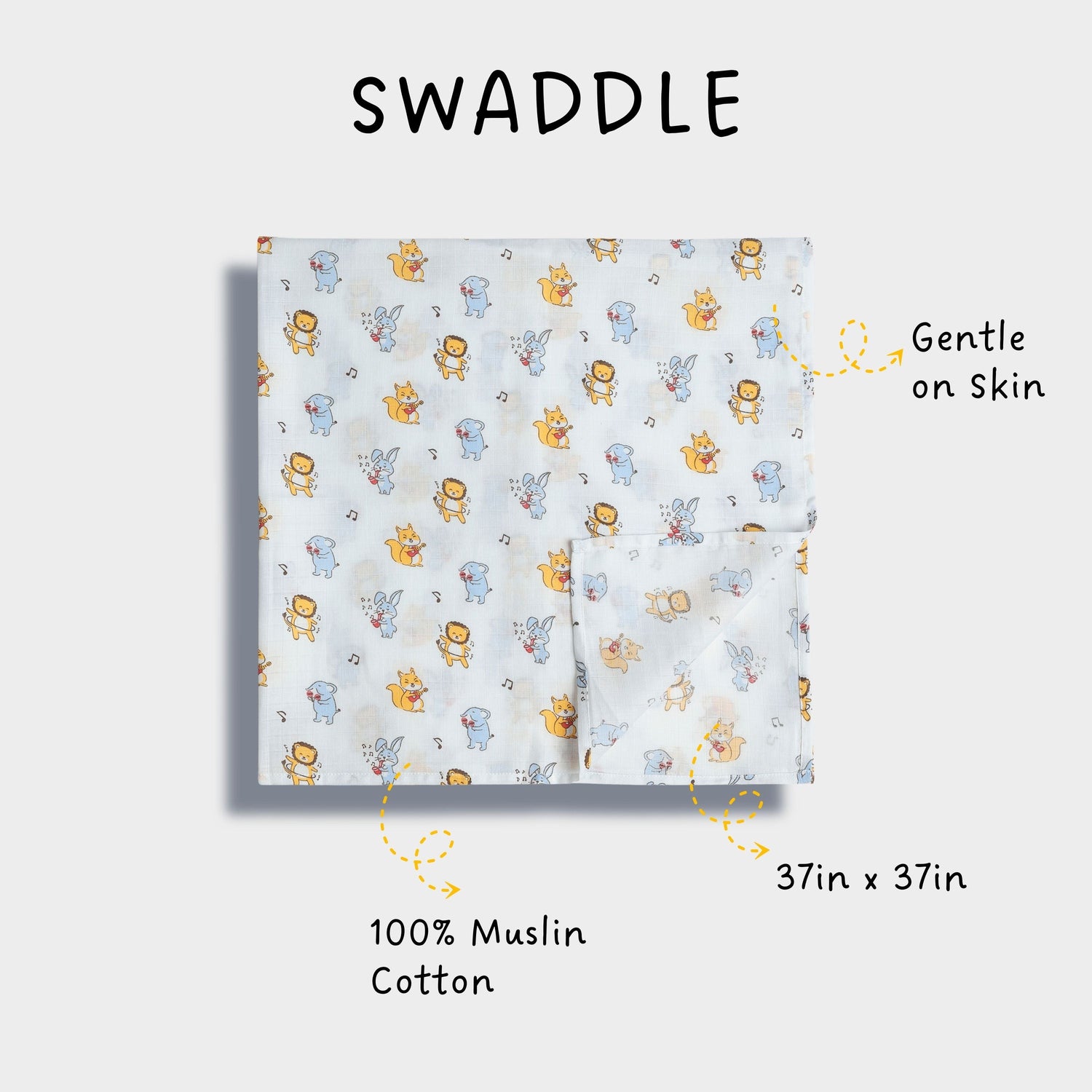 3 Pack Muslin Swaddle | Jungle Jingles, Fox, Little Sailor