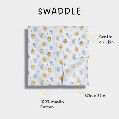 3 Pack Muslin Swaddle | Jungle Jingles, Fox, Little Sailor