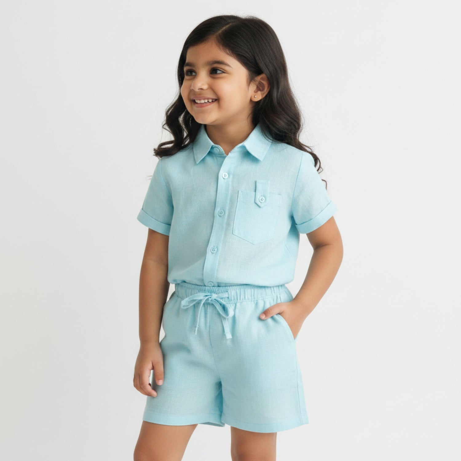 Half Sleeves Unisex Cotton Linen Shirt & Shorts Co-ord Set | Breeze weave