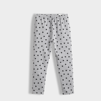 3 Pcs Leggings | Grey Hearts, Black, White Tulips