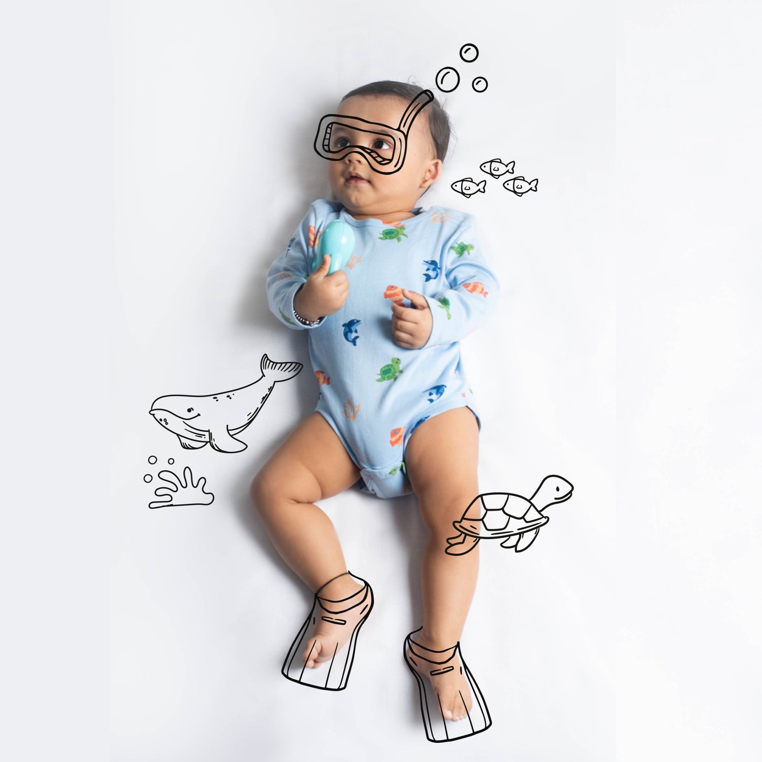 2 Pcs Full Sleeves Bodysuit | Space, Underwater