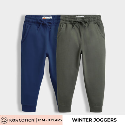 2 Pcs Winter Joggers | Green, Diesel Blue