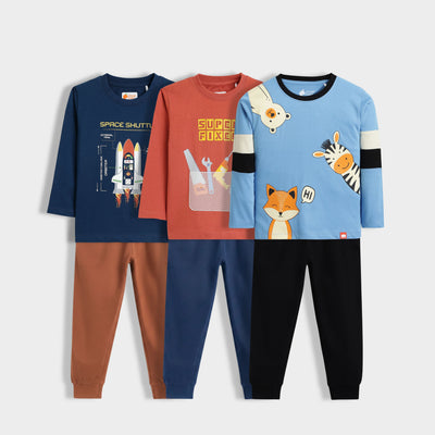 3 Pack Full Sleeves Unisex Co-ord Set | Space Shuttle, Super Fixer, Peek A Boo