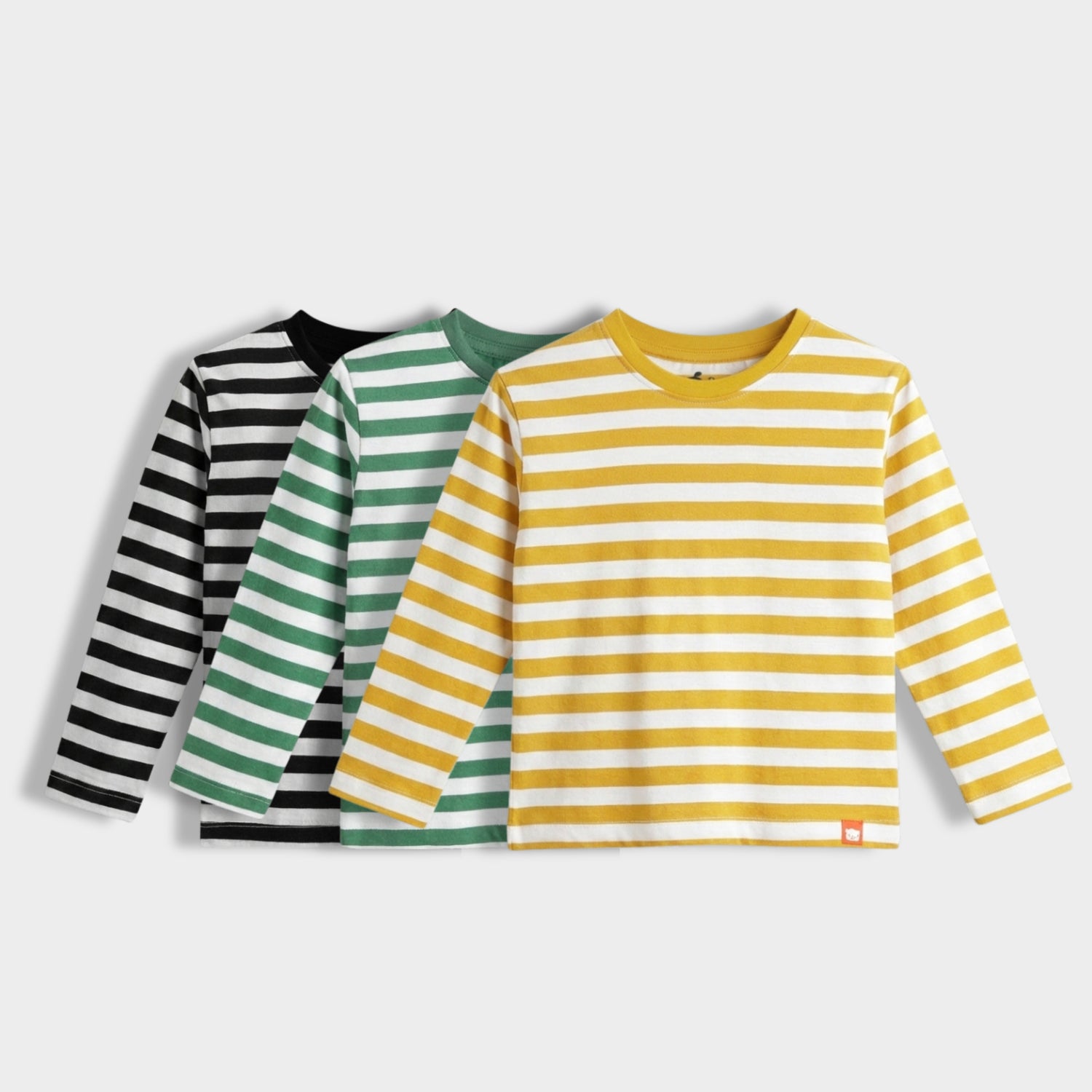 3 Pack Full Sleeves Unisex T-Shirts | Black Stripes, Green Stripes, Yellow Stripes