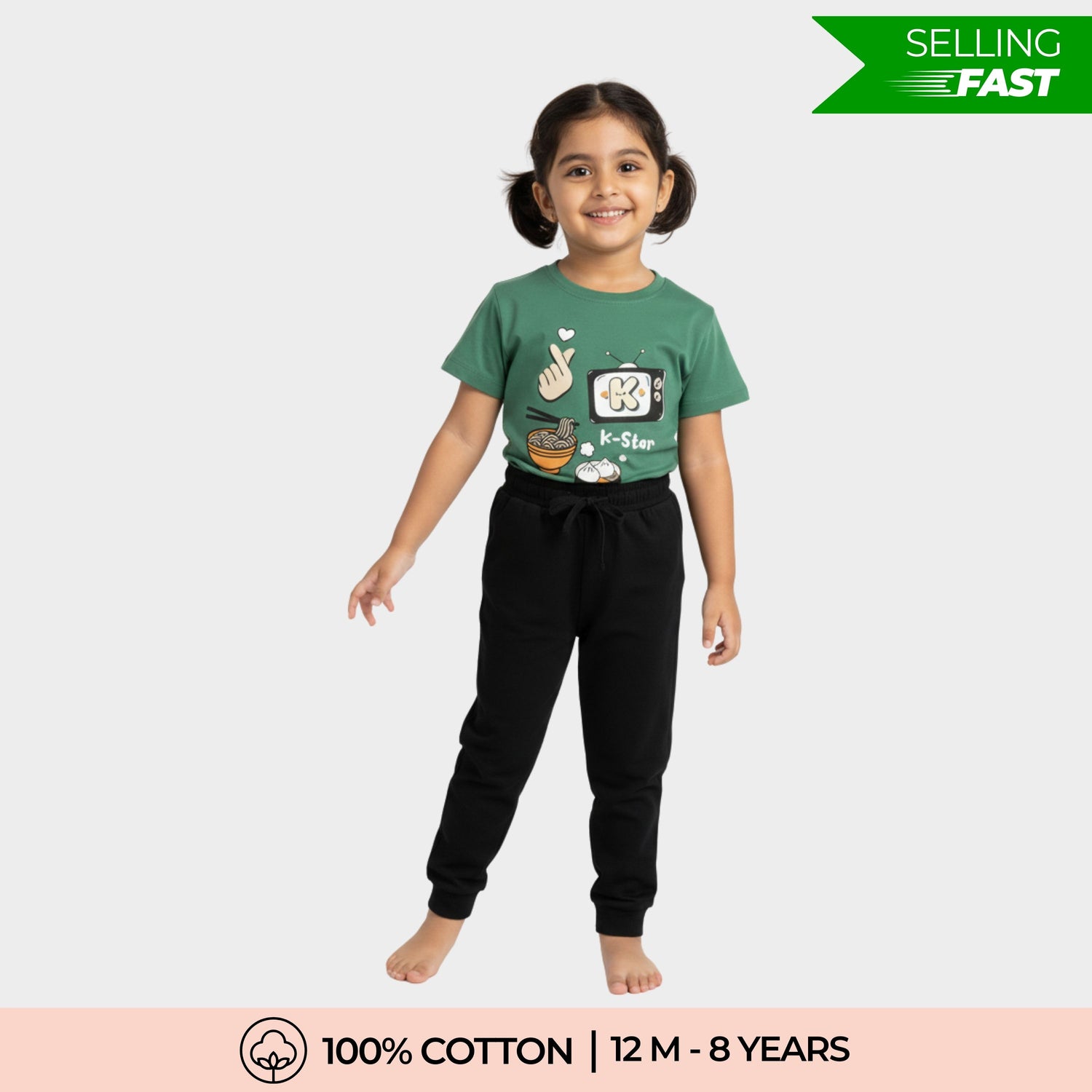 Half Sleeves Unisex T-Shirt & Joggers Set | Korea Love