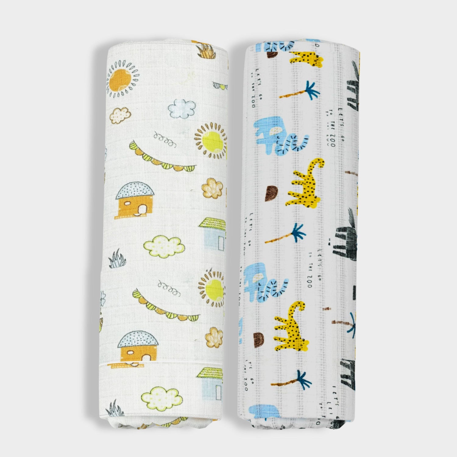 2 Pack Muslin Swaddle | Street, Zoo