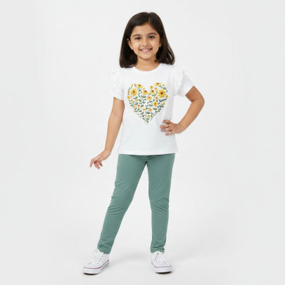 Girls Top & Leggings Set | Blooming Heart