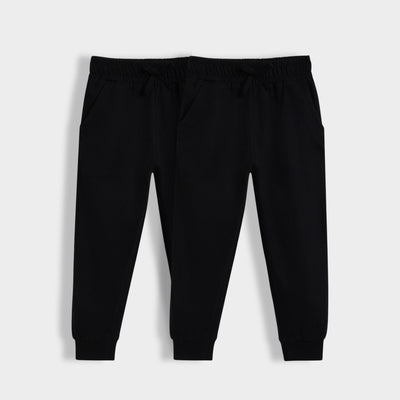2 Pcs Cotton Joggers | Black