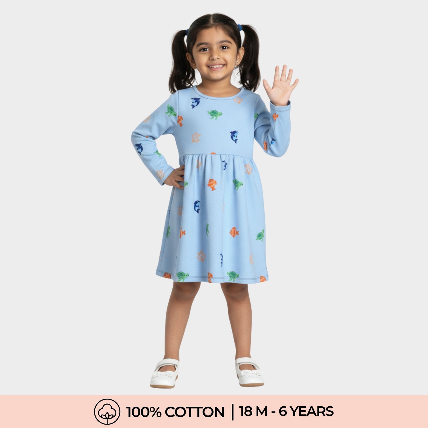 Long Sleeves Printed Dress | Underwater Wonders