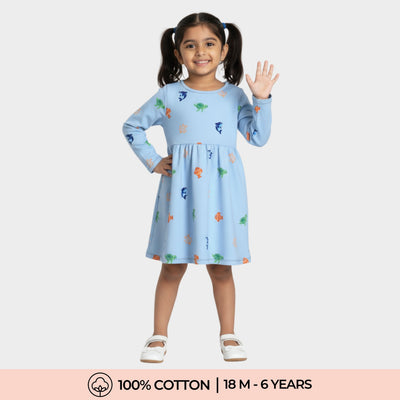 Long Sleeves Printed Dress | Underwater Wonders