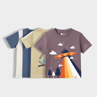 3 Pack Half Sleeves Unisex T-Shirts | Goal Time, Plane Ride, UFO