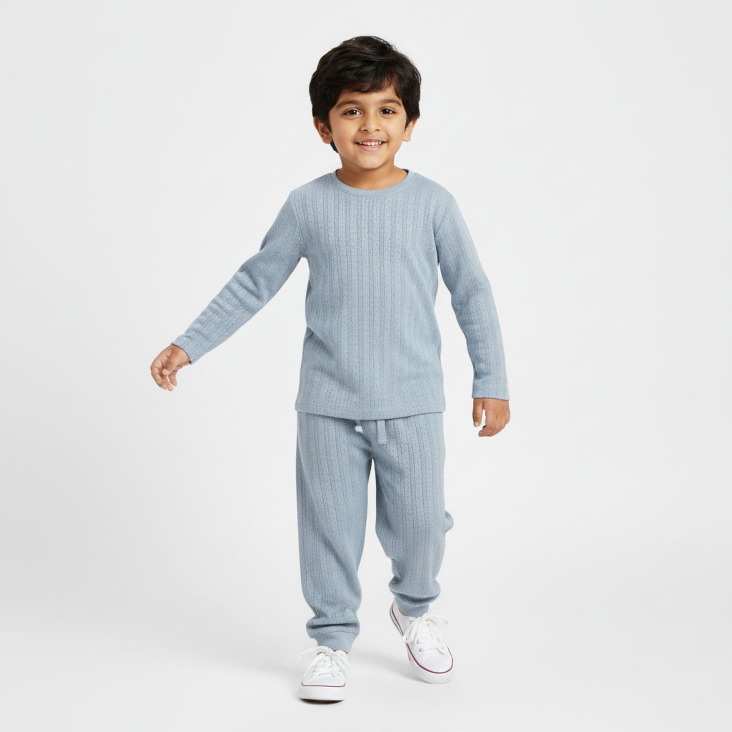 Full Sleeves Unisex Co-ord Set | Pointelle Grey