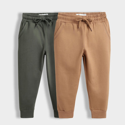 2 Pcs Winter Joggers | Green, Brown