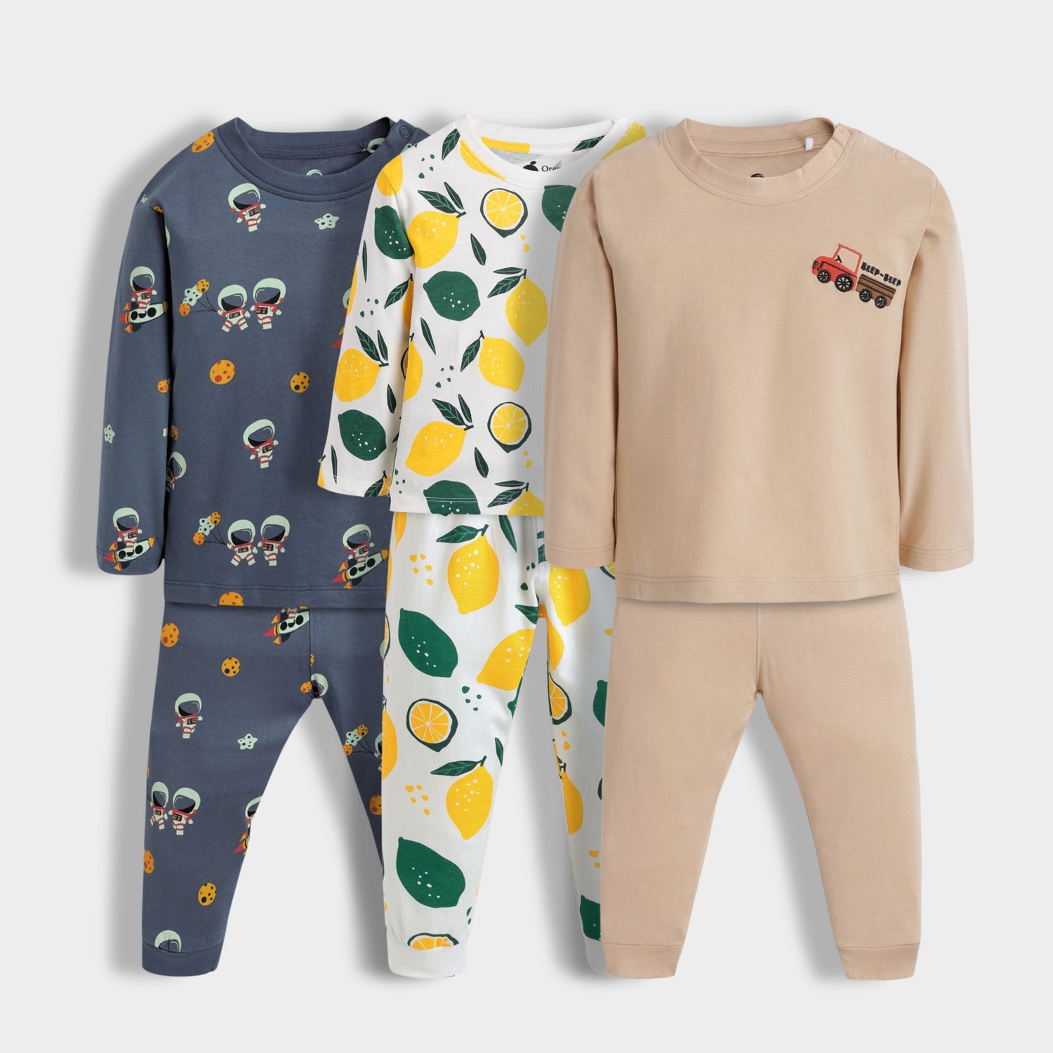 3 Pack Full Sleeves Unisex Co-ord Set | Space, Lemon, Truck