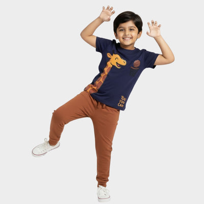 Half Sleeves Unisex T-Shirt & Joggers Set | Sporty Giraffe