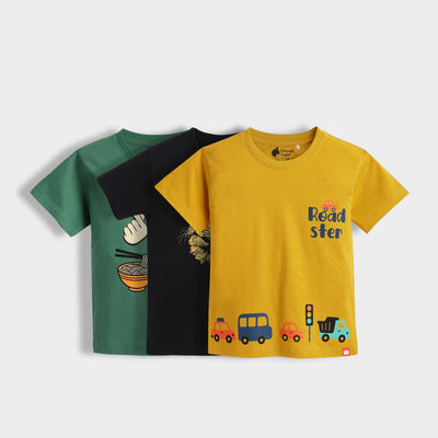 3 Pack Half Sleeves Unisex T-Shirts | Korea, Fearless Lion, Road Trip