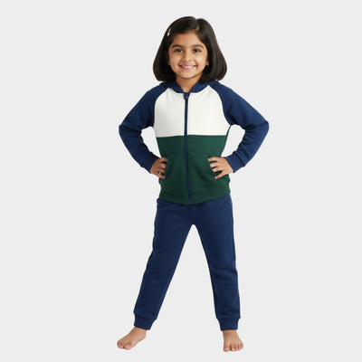 Winter Hoodie & Winter Jogger Set | Color Block Green