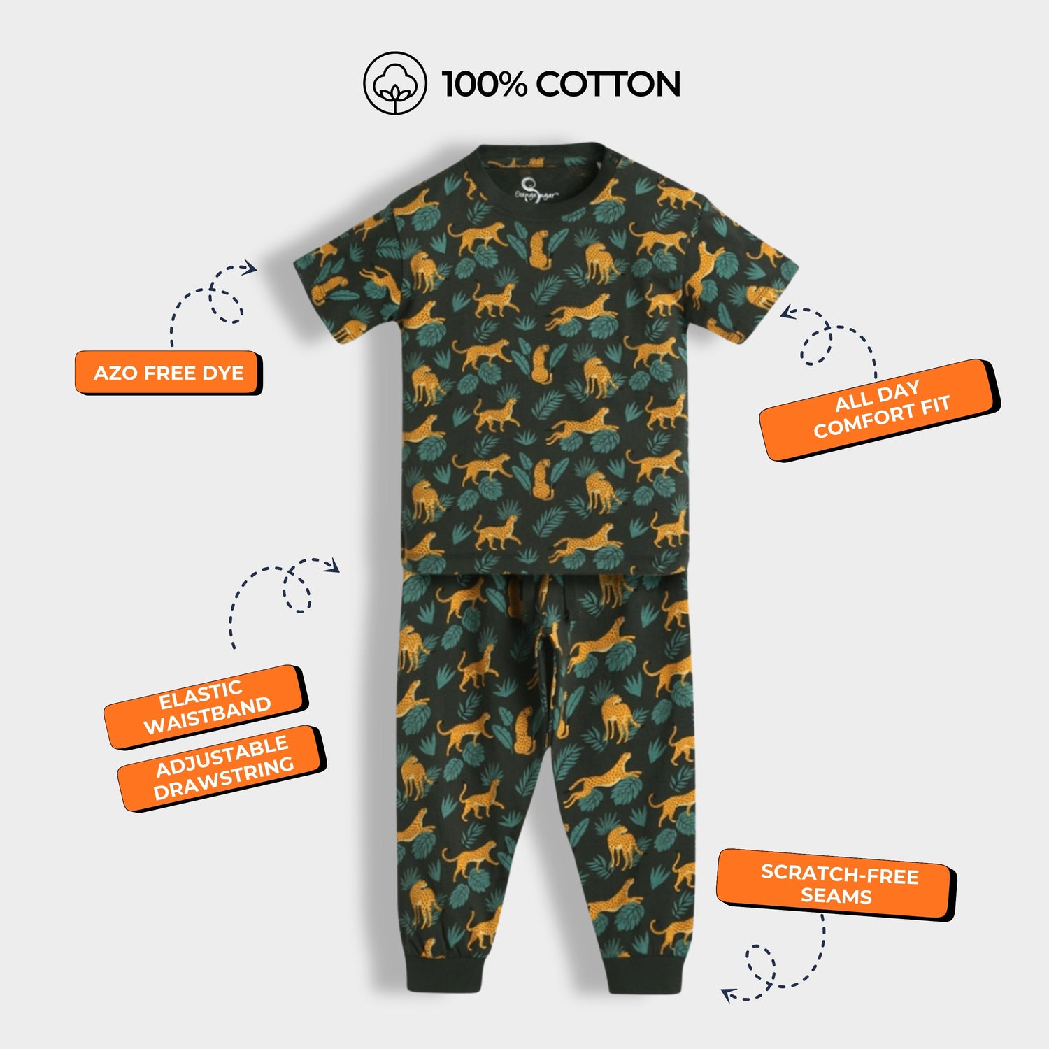 Half Sleeves Unisex Co-ord Set | Cheetah Chase