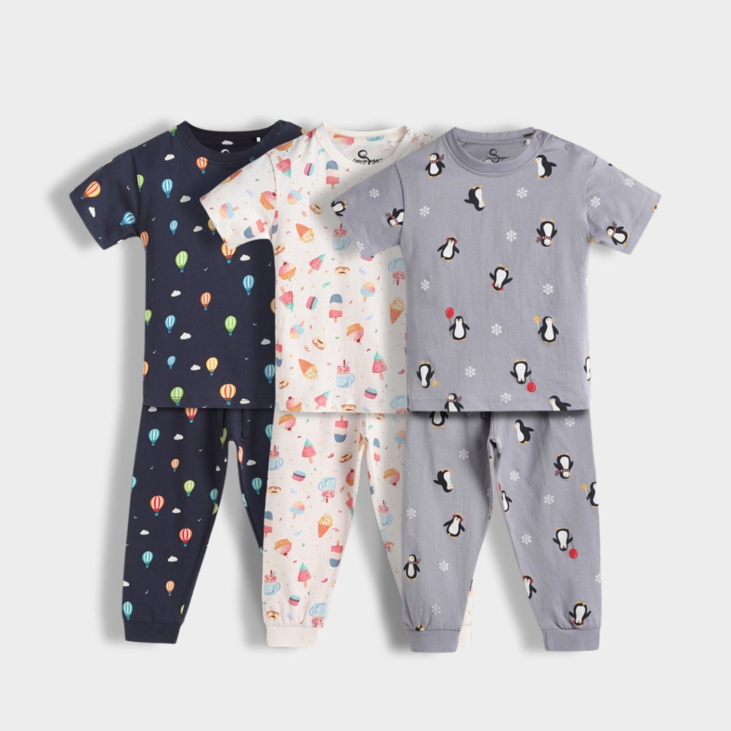 3 Pack Half Sleeves Unisex Co-ord Set | Frosty, Penguin & Hot Air