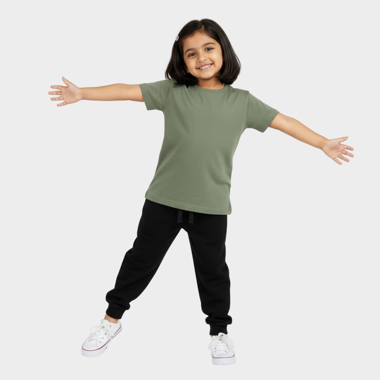 Half Sleeves Unisex T-Shirt & Joggers Set | Olive Green