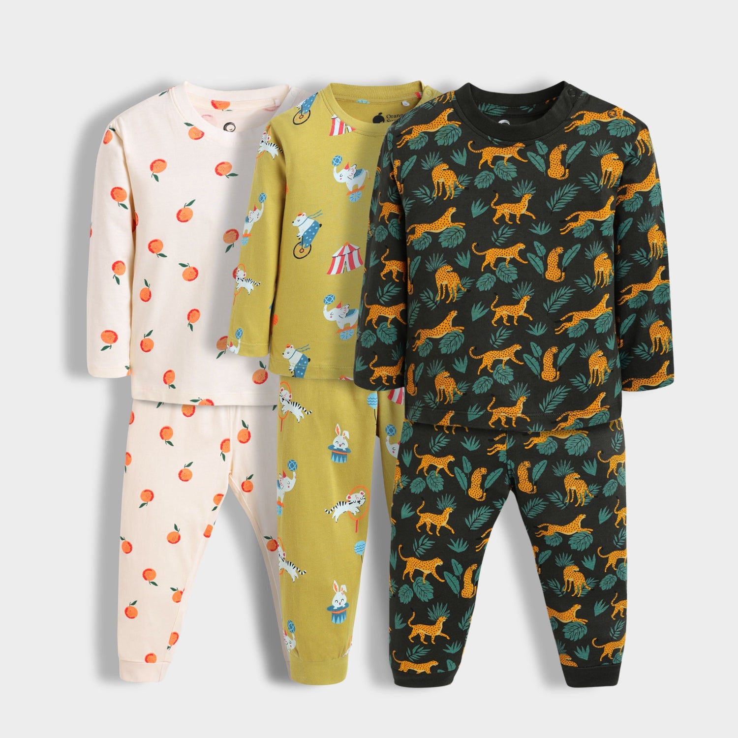 3 Pack Full Sleeves Unisex Co-ord Set | Oranges, Cheetah & Circus