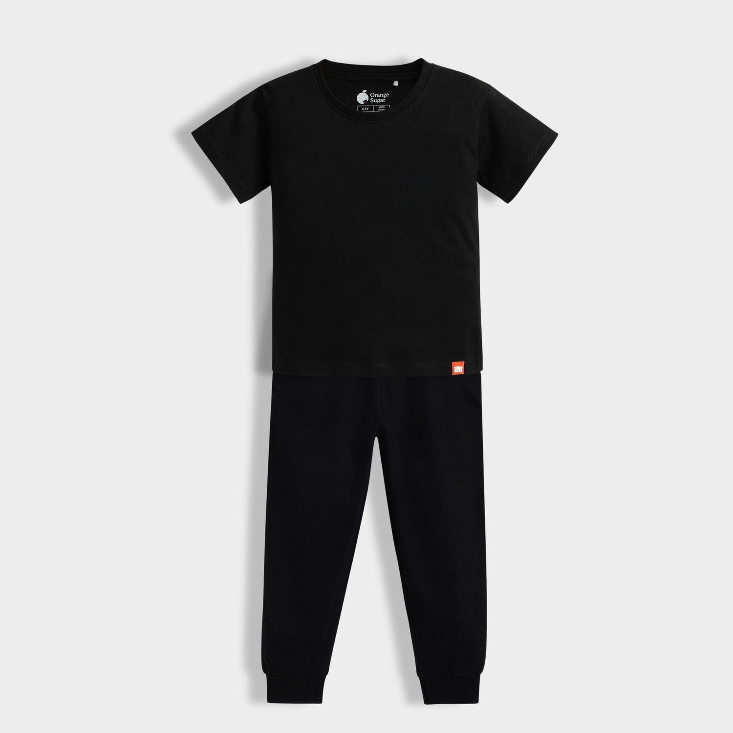 Half Sleeves Unisex T-Shirt & Joggers Set | Black