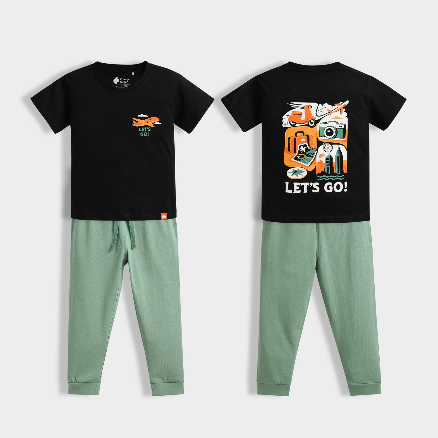 Half Sleeves Unisex T-Shirt & Joggers Set | Tiny Traveller