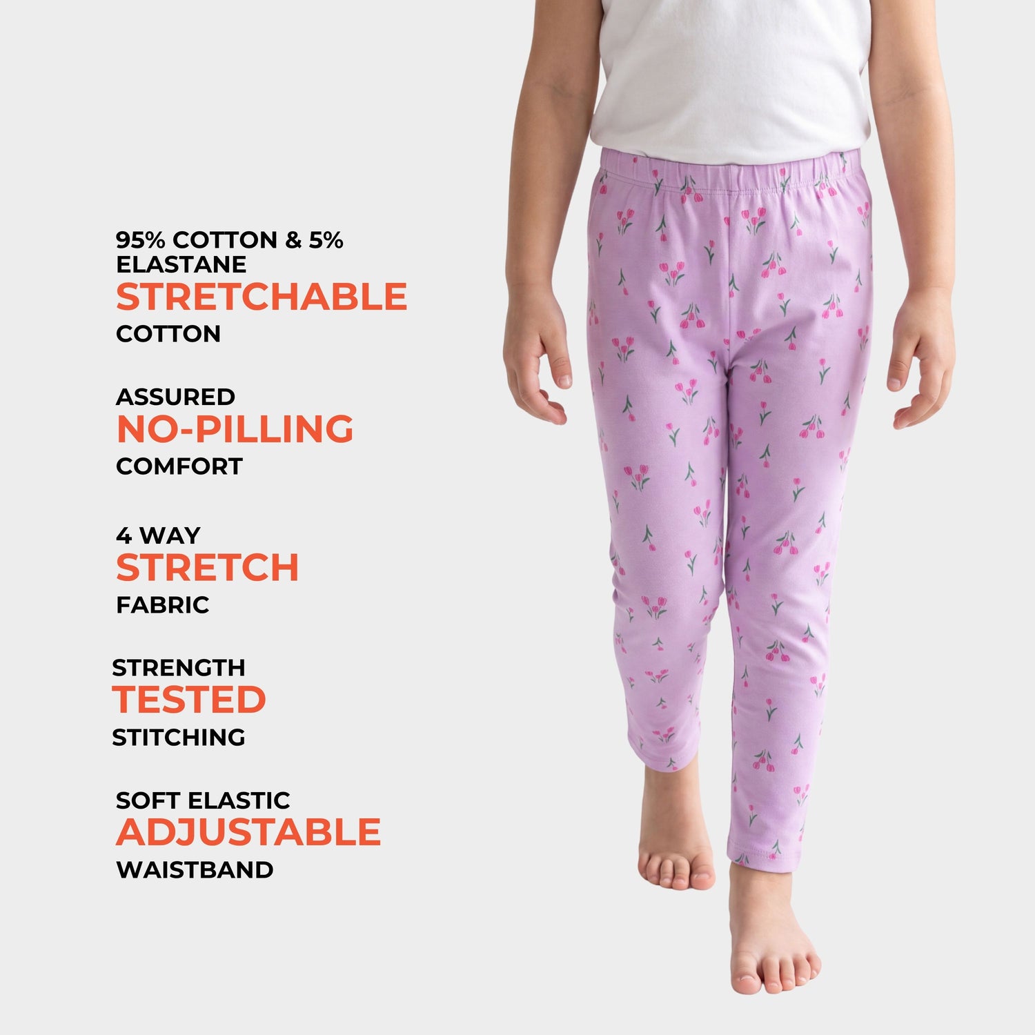 Leggings | Light Lavender Tulips