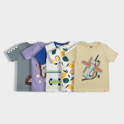 5 Pack Half Sleeves Unisex T-Shirts | Race Day, Popcorn, Racing, Lemon, Plane Ride