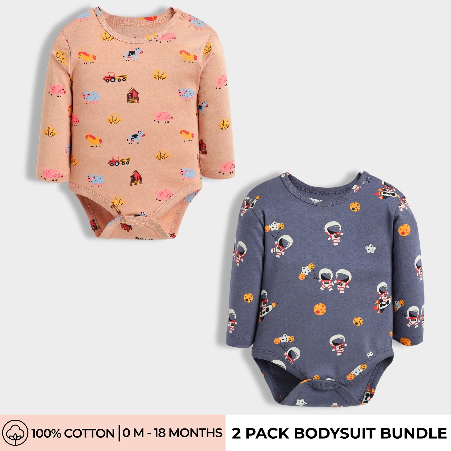 2 Pcs Full Sleeves Bodysuit | Farm, Space