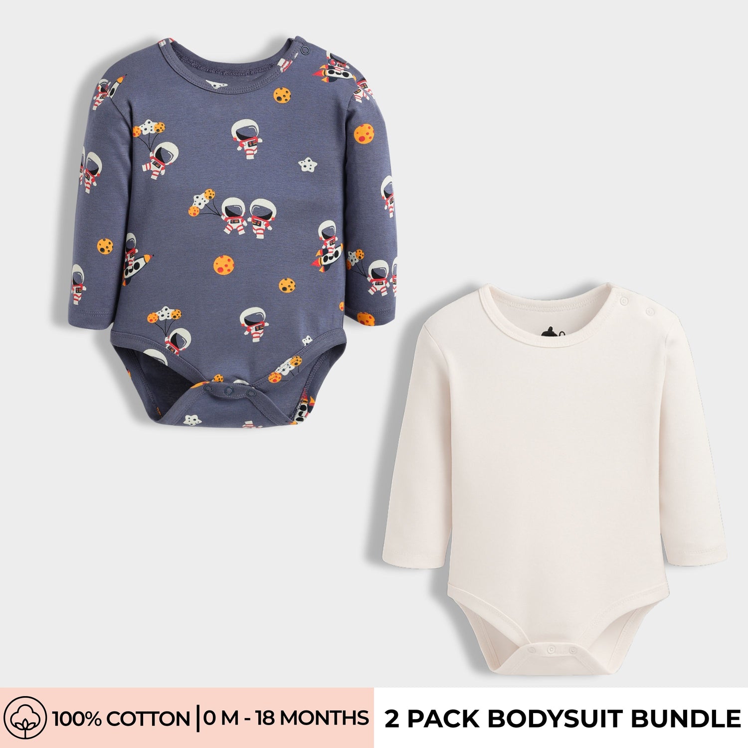 2 Pcs Full Sleeves Bodysuit | Space, Off White