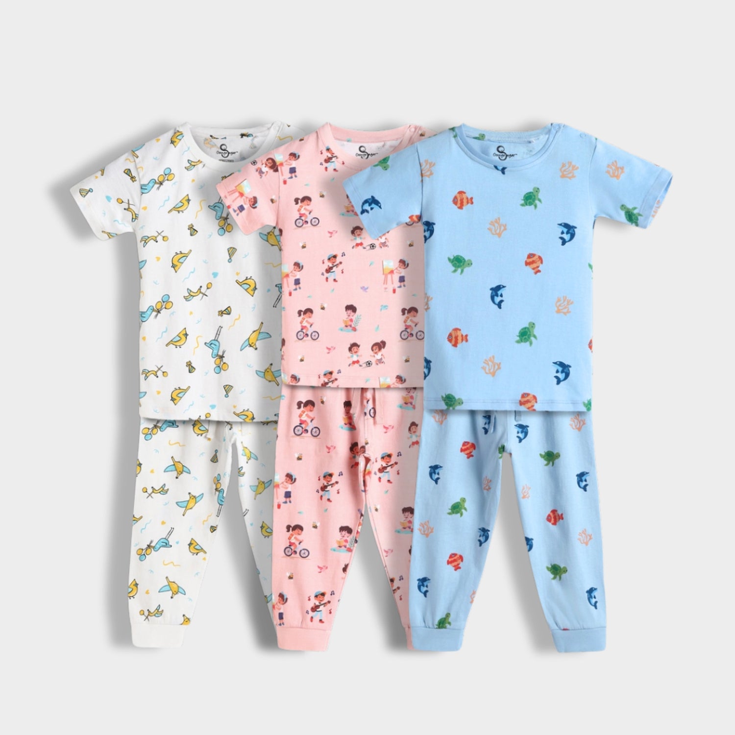 3 Pack Half Sleeves Unisex Co-ord Set | Garden, Bird & Underwater