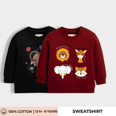 2 Pack Sweatshirts | Space Kid, Animal Kingdom