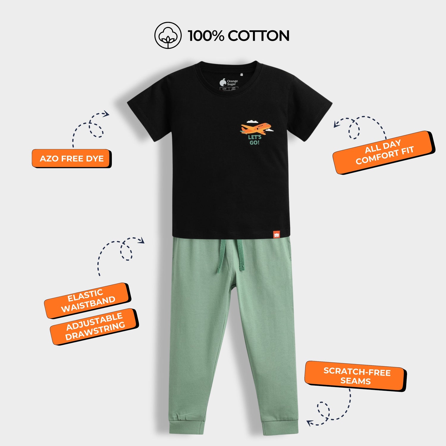 Half Sleeves Unisex T-Shirt & Joggers Set | Tiny Traveller