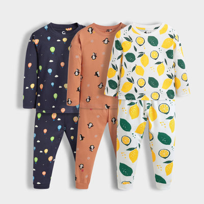 3 Pack Full Sleeves Unisex Co-ord Set | Hot Air, Penguin Chill & Lemon