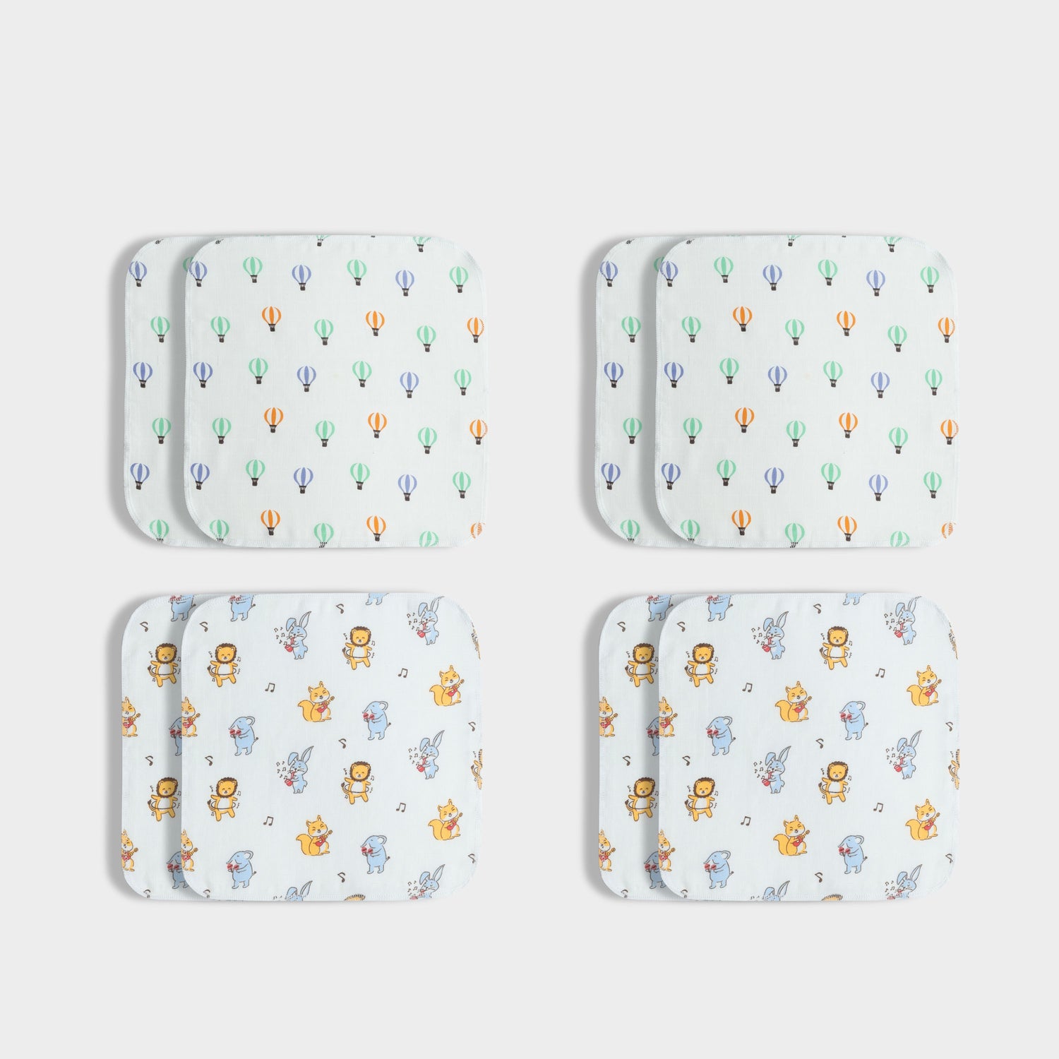 4 Pack Muslin Wash Cloth | Balloon Ride, Jungle Jingles