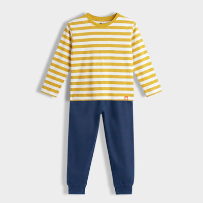 Full Sleeves Unisex T-Shirt & Joggers Set | Yellow Stripes